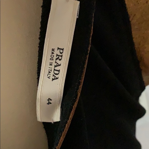 Prada dress black gold metallic leather sleeves 44 - Picture 6 of 7